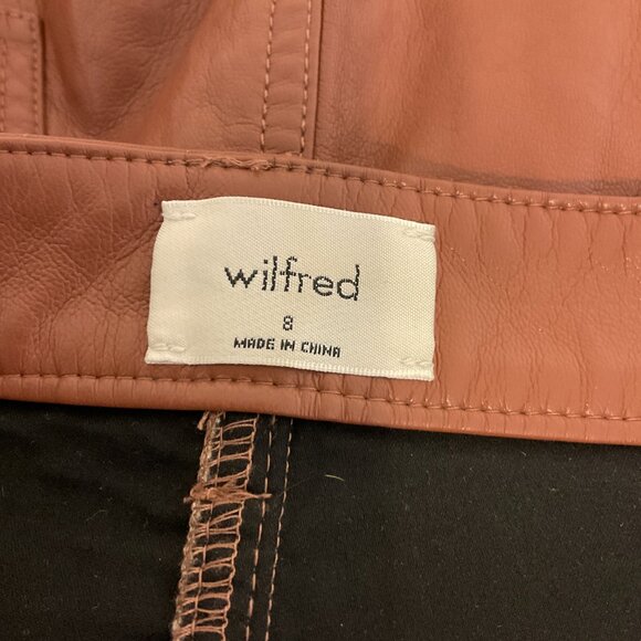 Wilfred Vegan Leather Pants 8 Brown Straight Leg Pockets - Picture 12 of 12